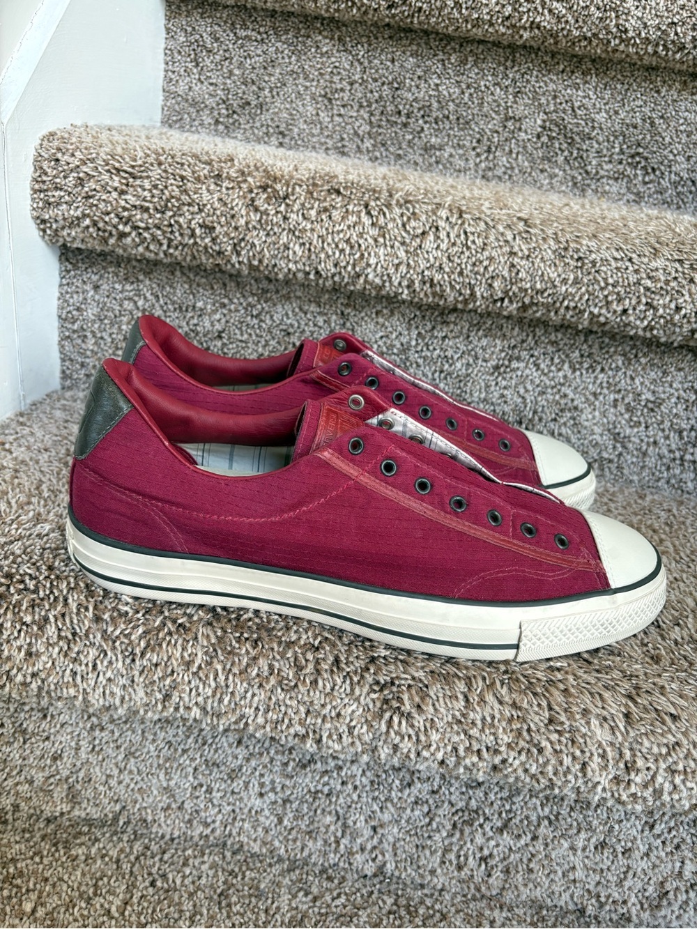 Converse X John Varvatos Unisex Low-Top Sneakers in Burgundy with Black Trim